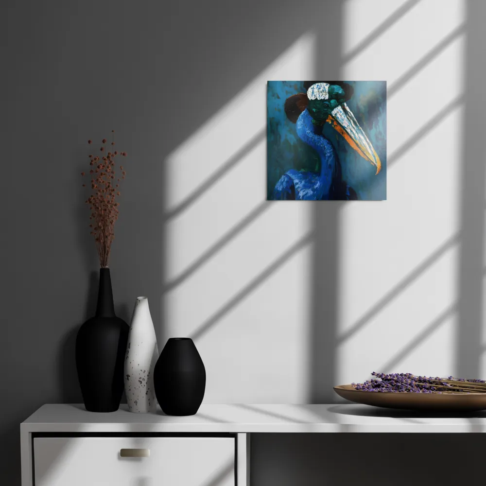 Majestic Absurdity: The Hat-Wearing Bird | Metal Print | 12″×12″