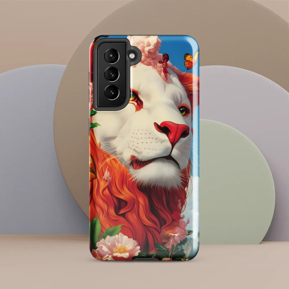 Majestic Lion Amidst Floral Splendor