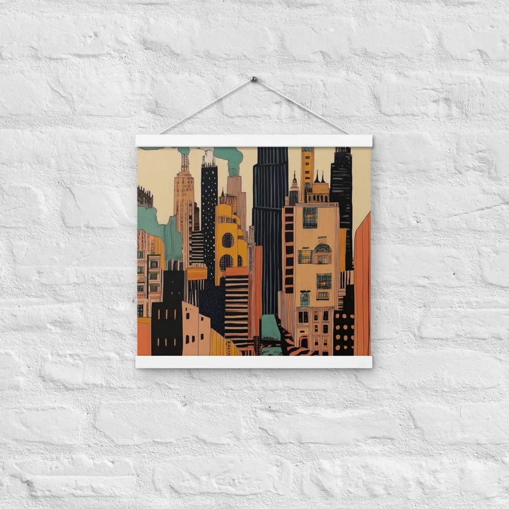 Urban Symphony in Ink | Poster With White Wood Hanger | 16″×16″