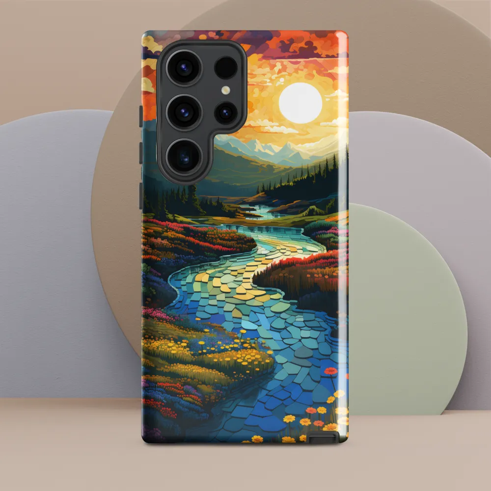Serenity in Sunset: A Winding River's Embrace | Phone Case |  S23 Ultra | Tough Case | Glossy