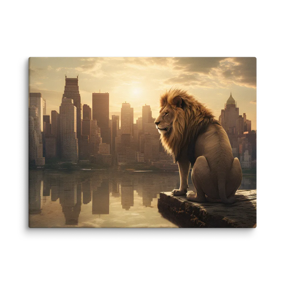 The Lion's Gaze Over the Urban Symphony