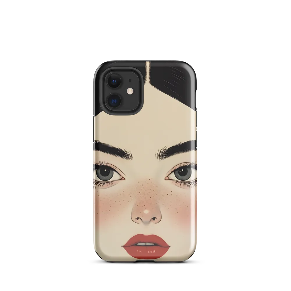 Serenity Captured: A Modern Portrait | Phone Case |  12 mini | Tough Case | Glossy