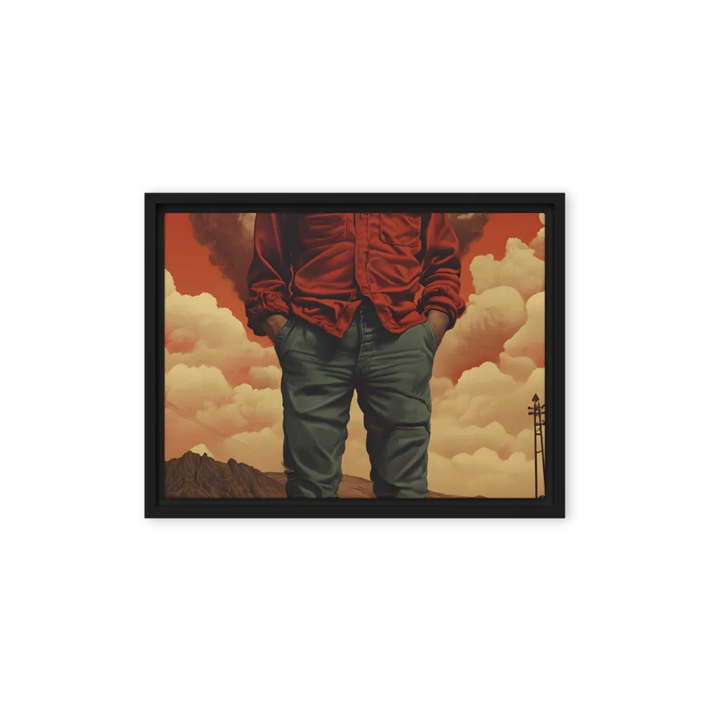 Defiant Spirit in a Surreal Landscape | Canvas with Black Frame | 12″×16″