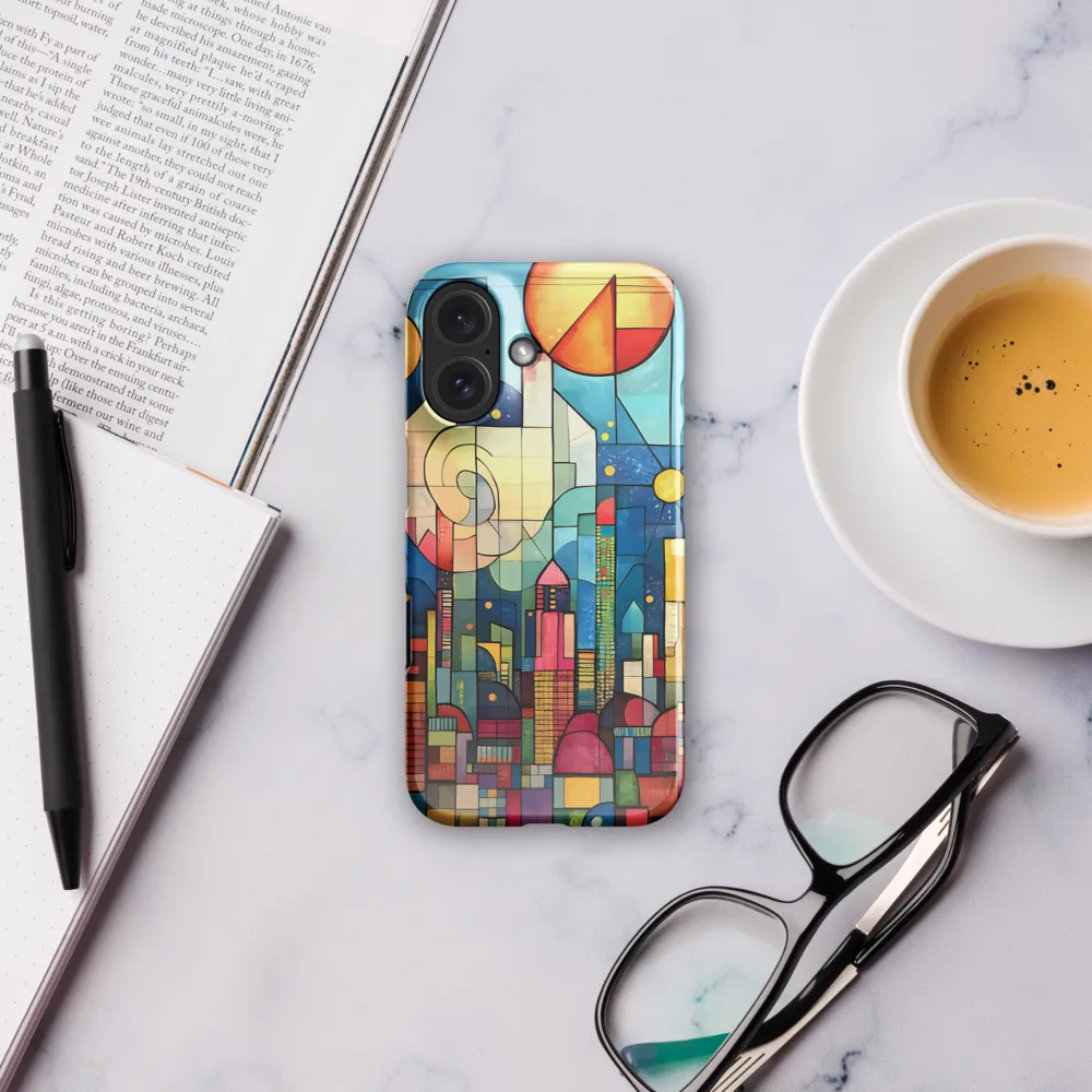 Geometric Harmony: A Vibrant Cityscape | Phone Case |  16 | Snap Case | Glossy