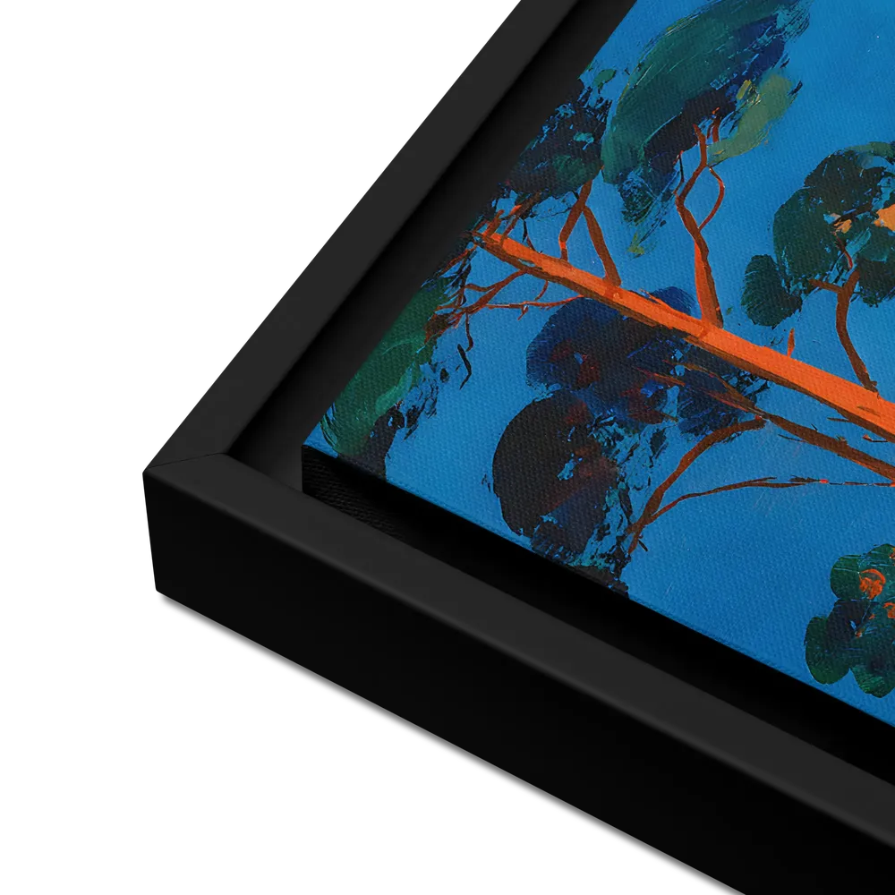 Moonlit Pine Path 
 Canvas with Black Frame | 12″x 12″