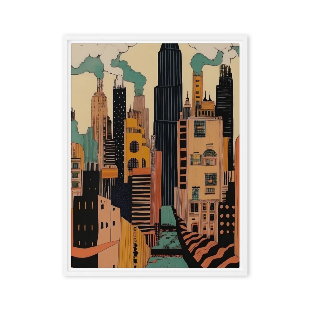 Urban Symphony in Ink | Canvas with White Frame | 24″×32″