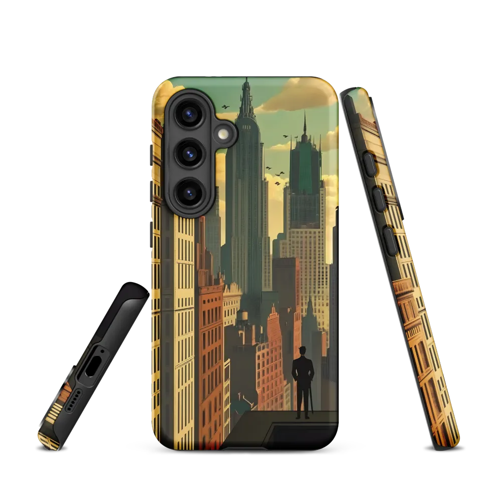 Urban Dreams: A Silhouette in Art Deco Cityscape