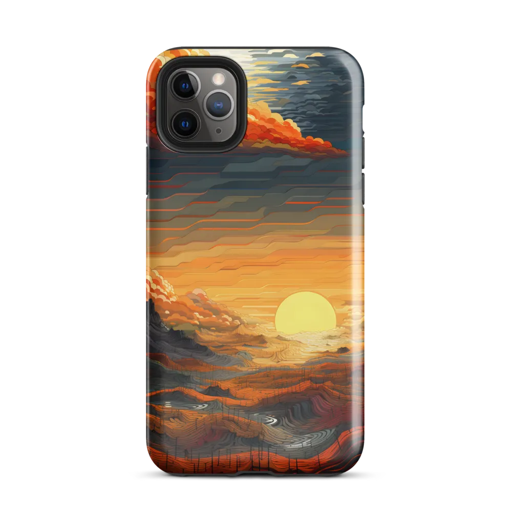 Ethereal Sunset: A Serene Landscape in Flowing Forms | Phone Case |  11 Pro Max | Tough Case | Glossy