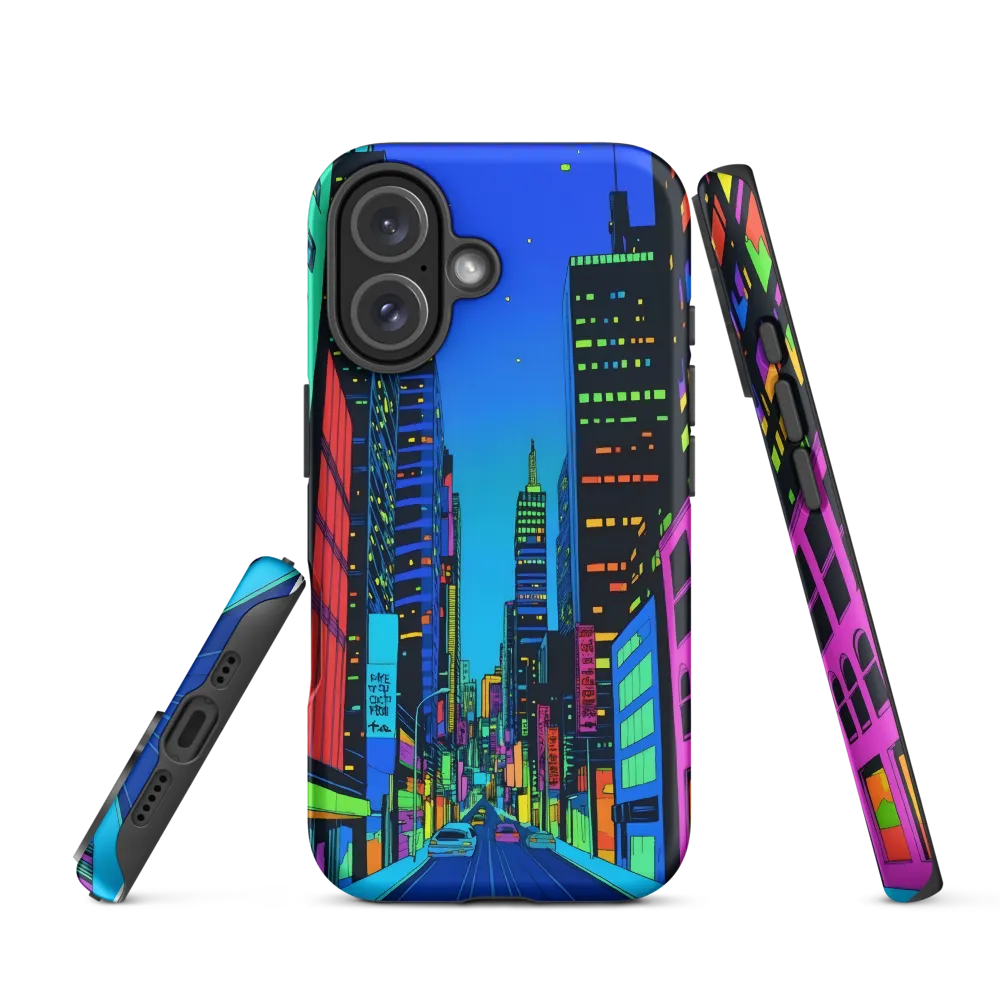 Neon Dreamscape: A Futuristic City at Dusk | Phone Case