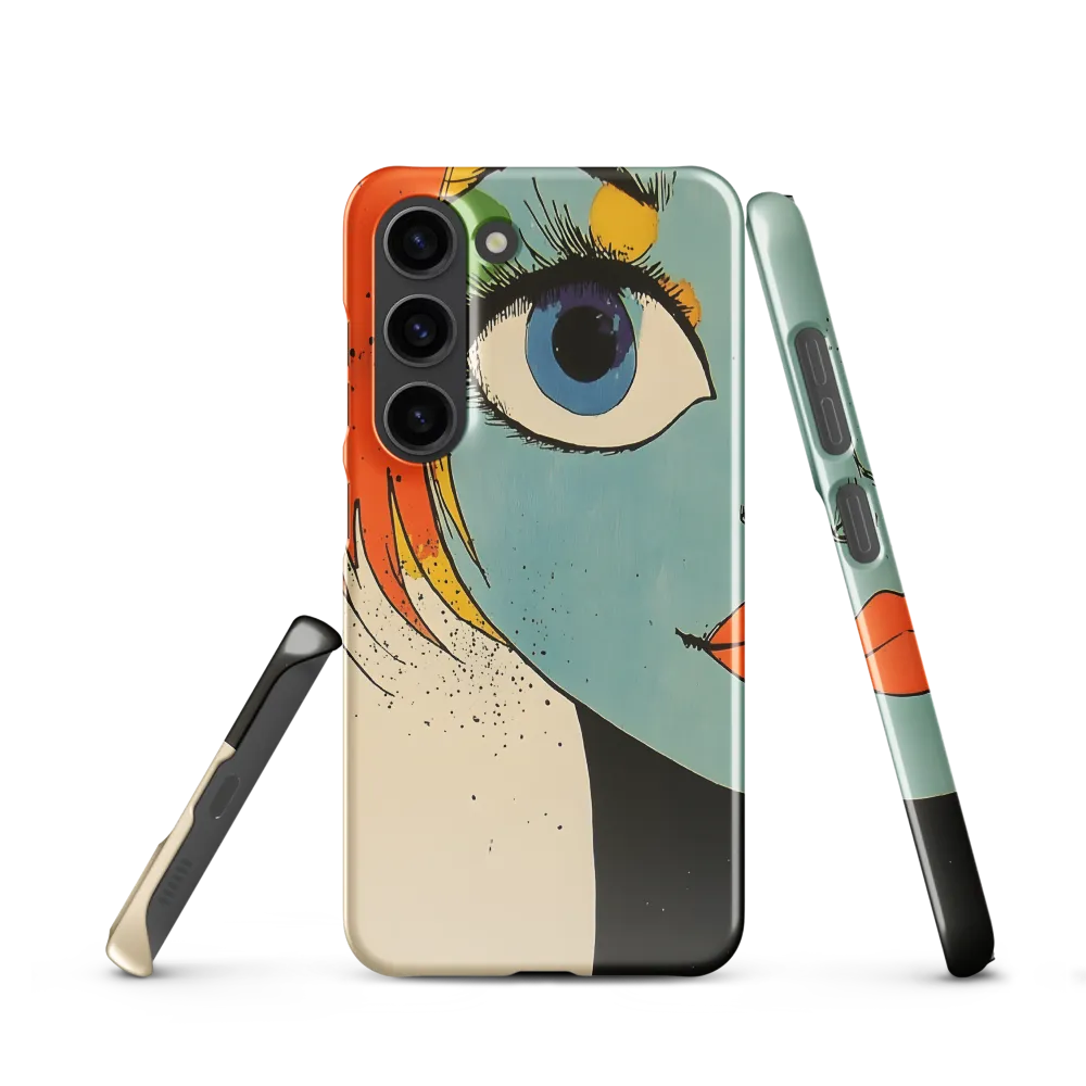Vivid Expressions: A Portrait in Blue | Phone Case |  S23 | Snap Case | Glossy