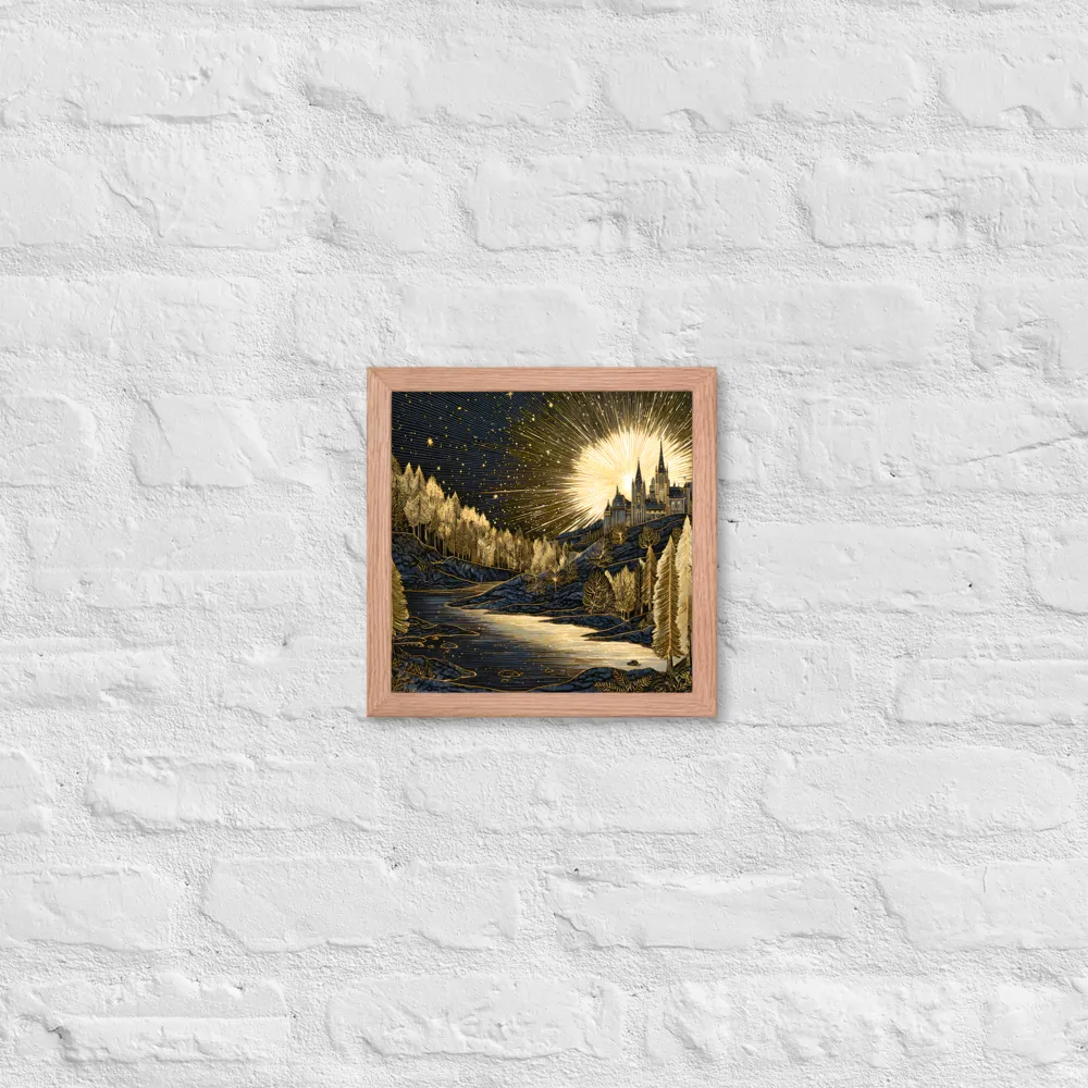 Gilded Castle at Dawn 
 Poster with Red oak Frame | 10″x 10″