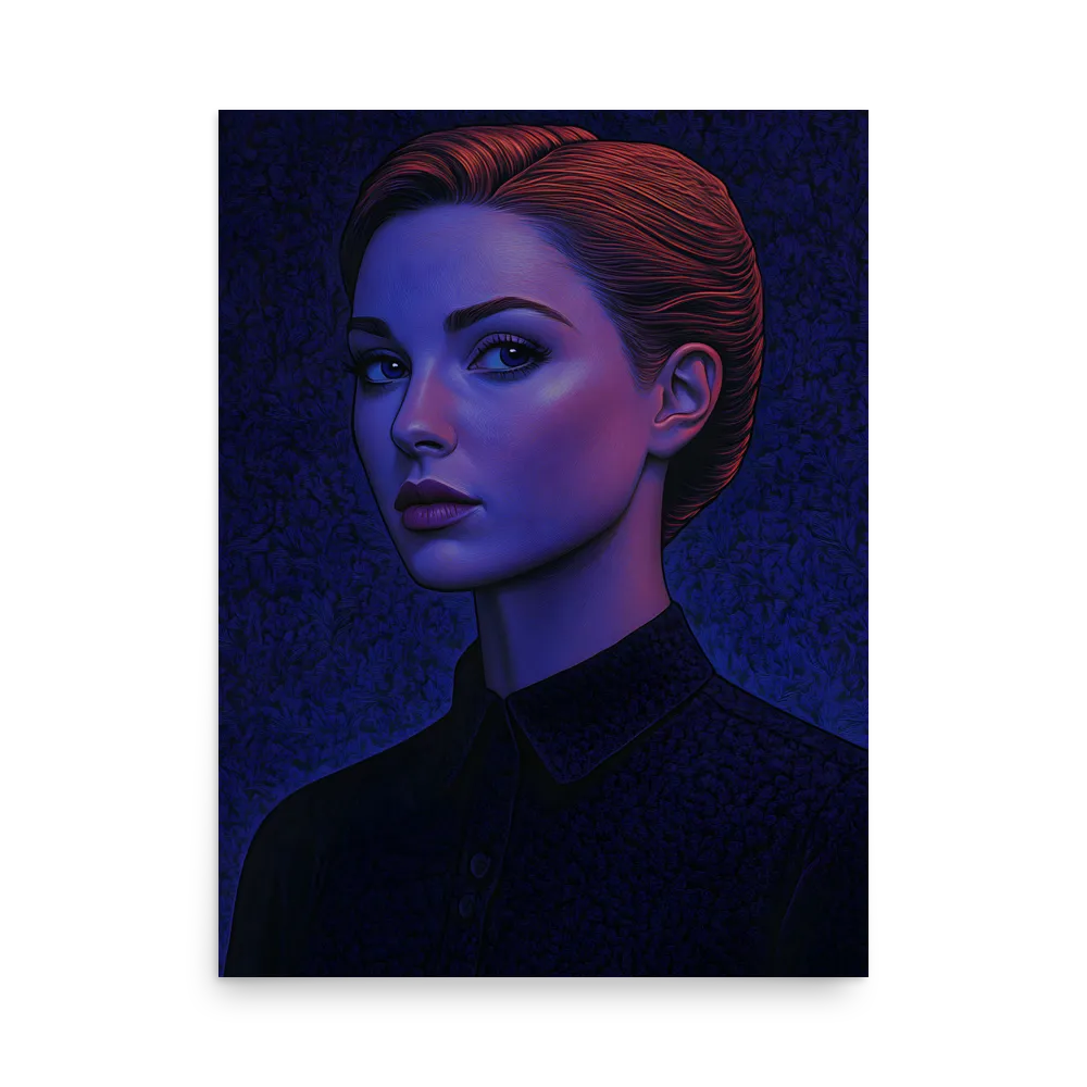 Ethereal Portrait in Blue and Red | Poster | 18″×24″