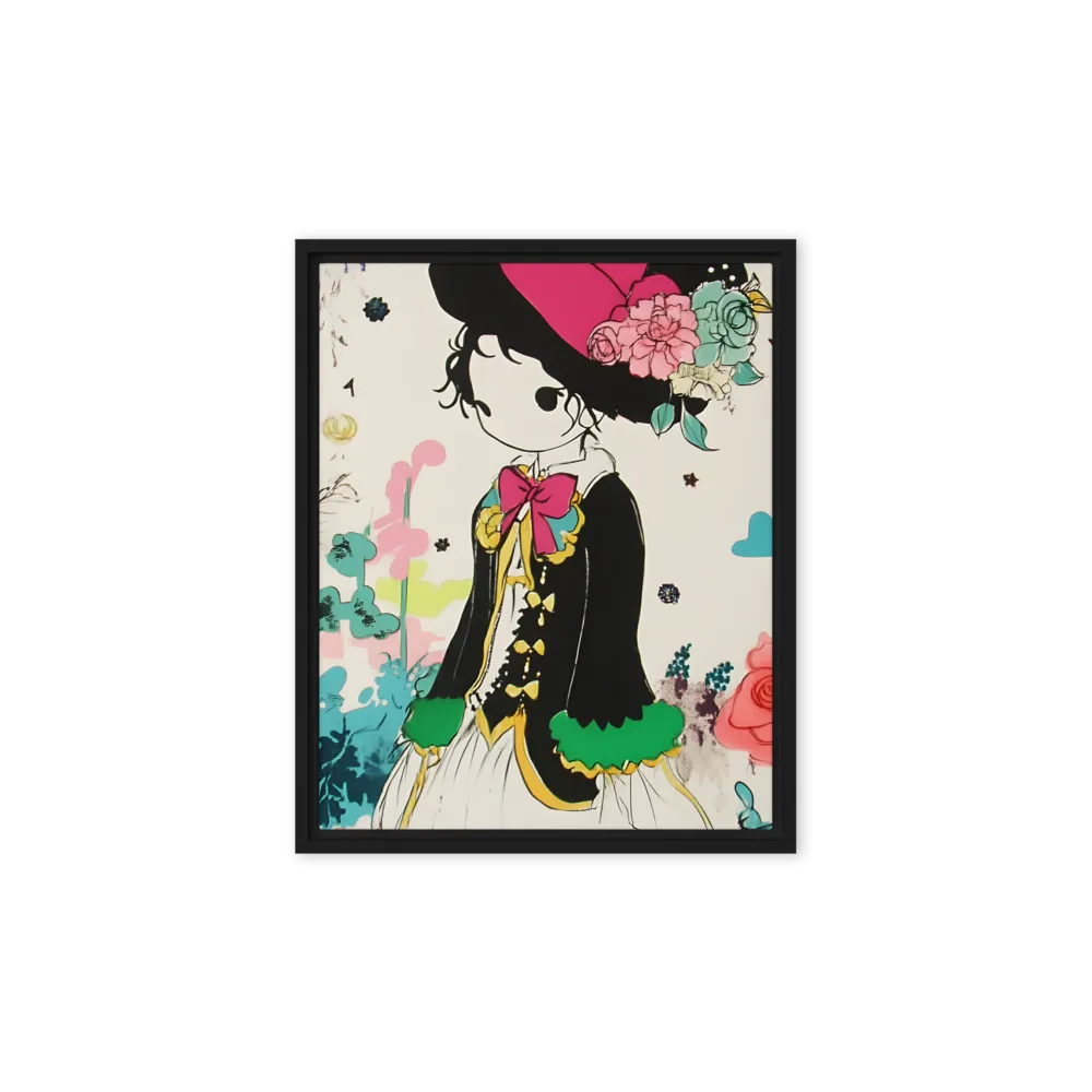 Whimsical Garden Reverie | Canvas with Black Frame | 8″×10″
