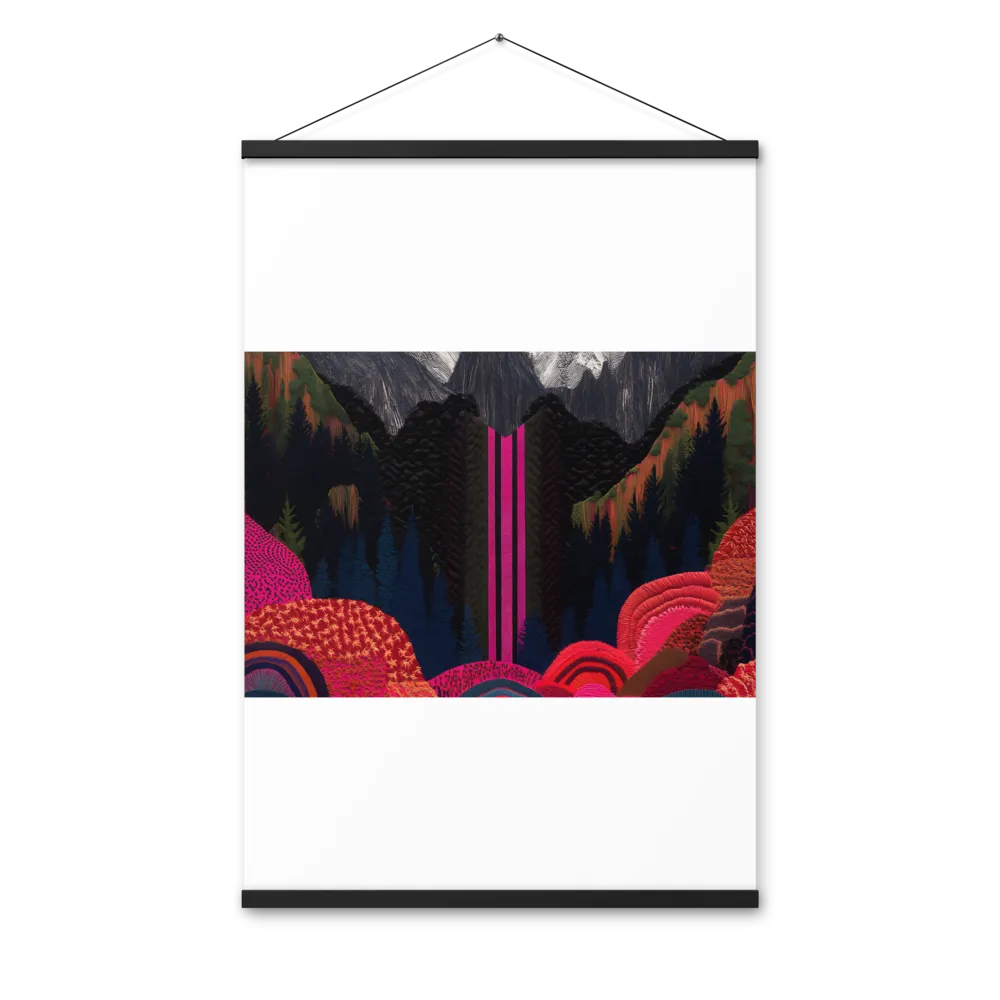 Ethereal Cascade: A Surreal Landscape | Poster With Black Wood Hanger | 24″×36″