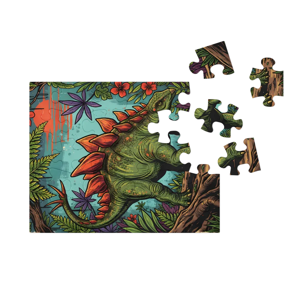 Tropical Stegosaurus 
 Jigsaw Puzzle in Tin Box