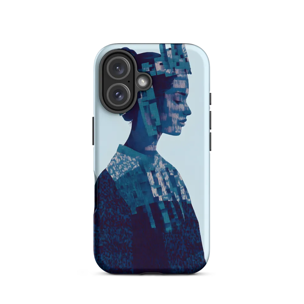 Digital Portrait in Abstract Blue | Phone Case