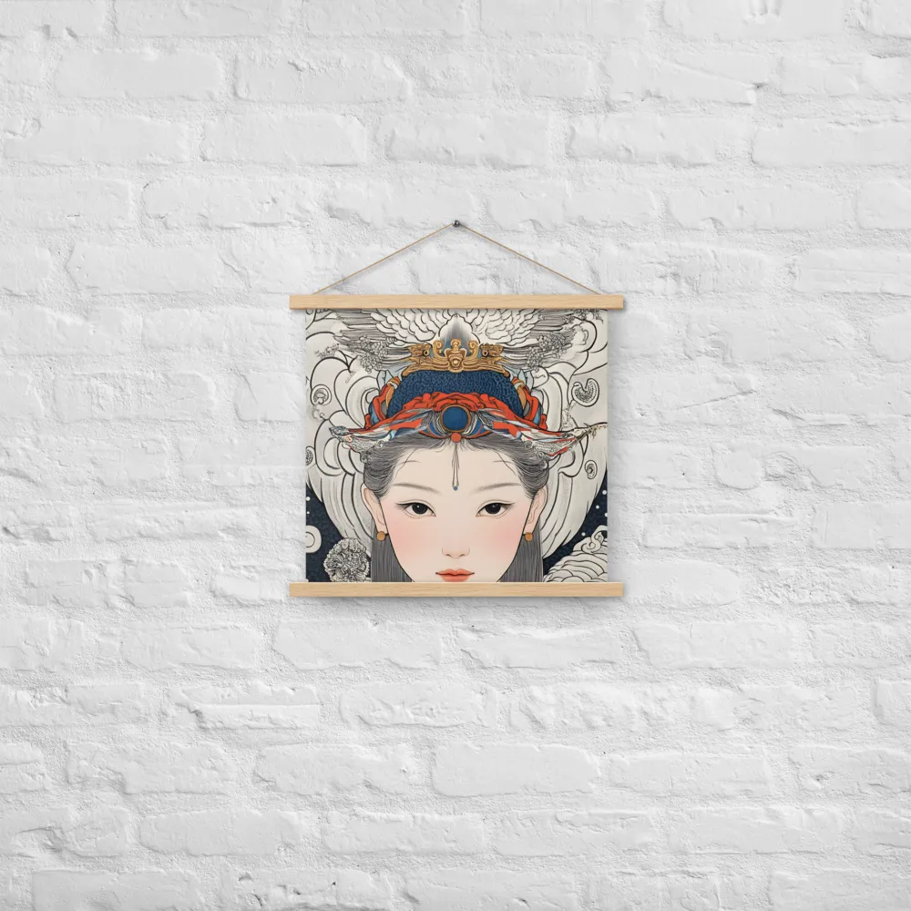 Serenity in Myth: A Traditional Portrait | Poster With Oak Wood Hanger | 18″×18″