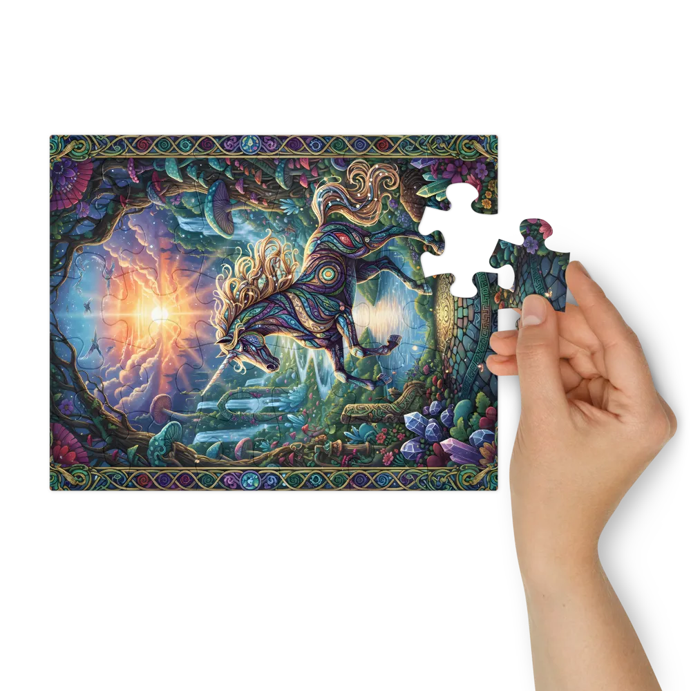 Unicorn at Dawn 
 Jigsaw Puzzle in Tin Box