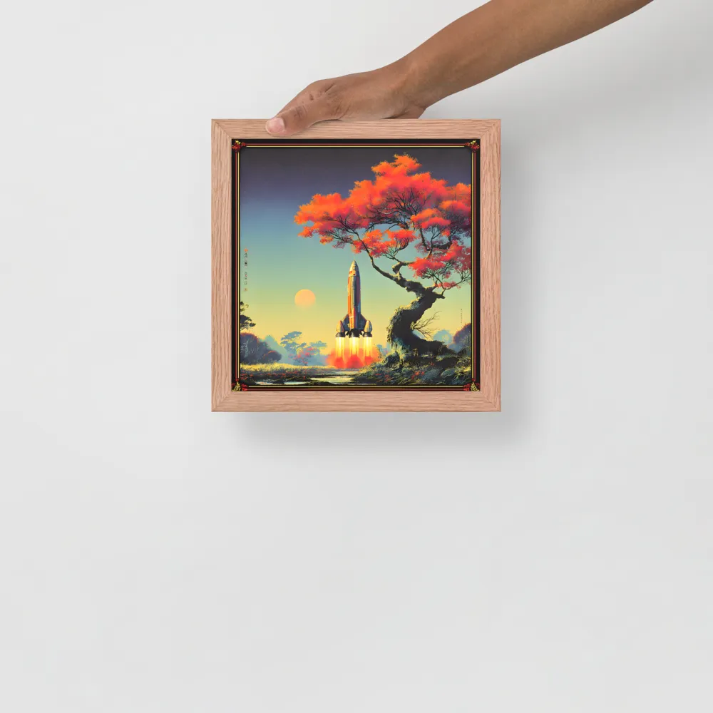 Autumn Launch 
 Poster with Red oak Frame | 10″x 10″