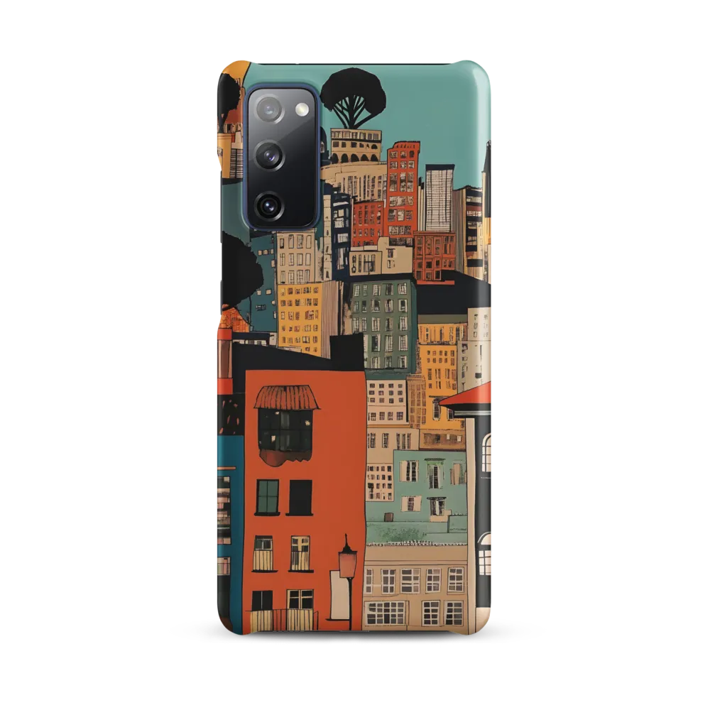 Terraced City: Teal Sky Over Orange Facades