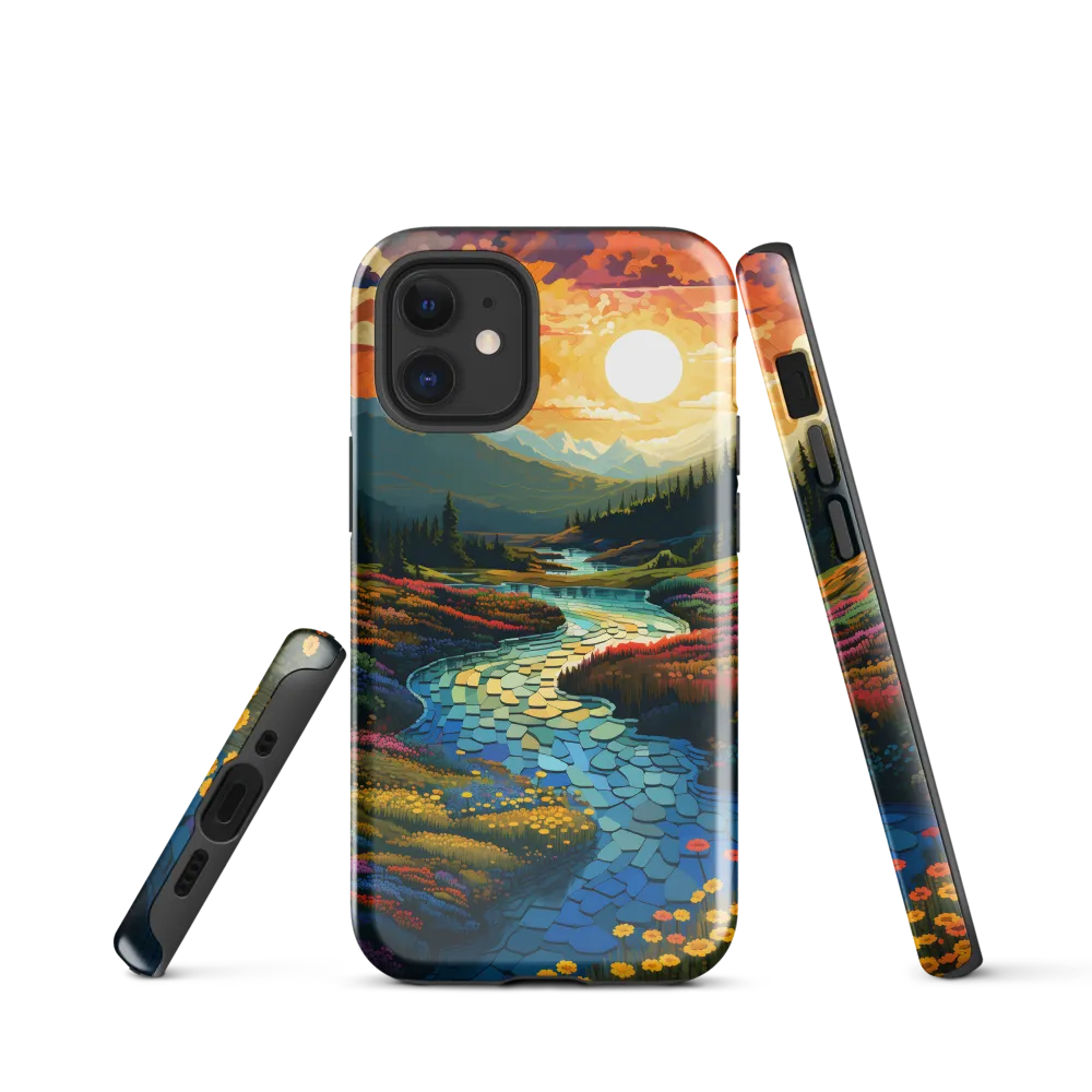 Serenity in Sunset: A Winding River's Embrace | Phone Case |  12 mini | Tough Case | Glossy