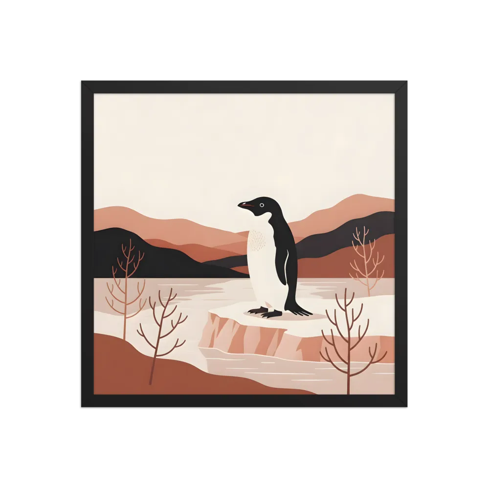 Penguin on Ice Floe 
 Poster with Black Frame | 18″x 18″