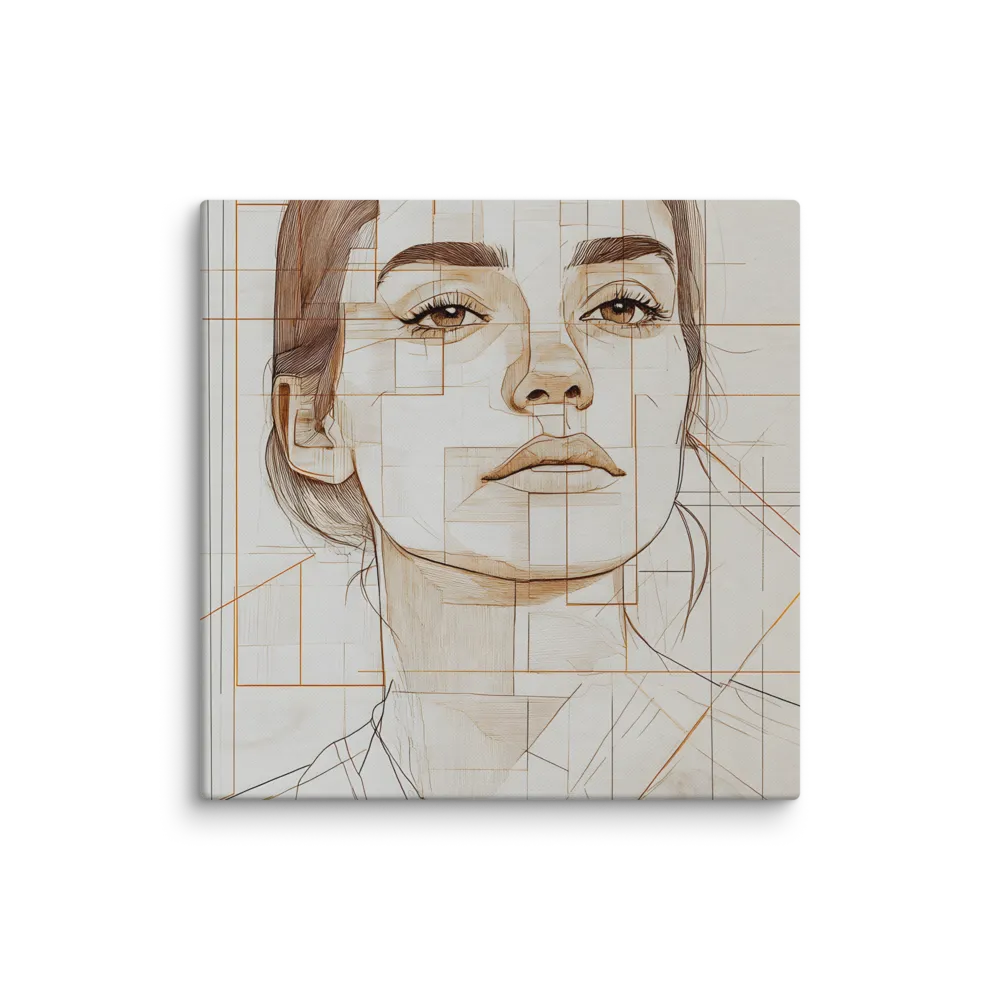 Geometric Serenity: A Minimalist Portrait | Canvas | 28″×28″
