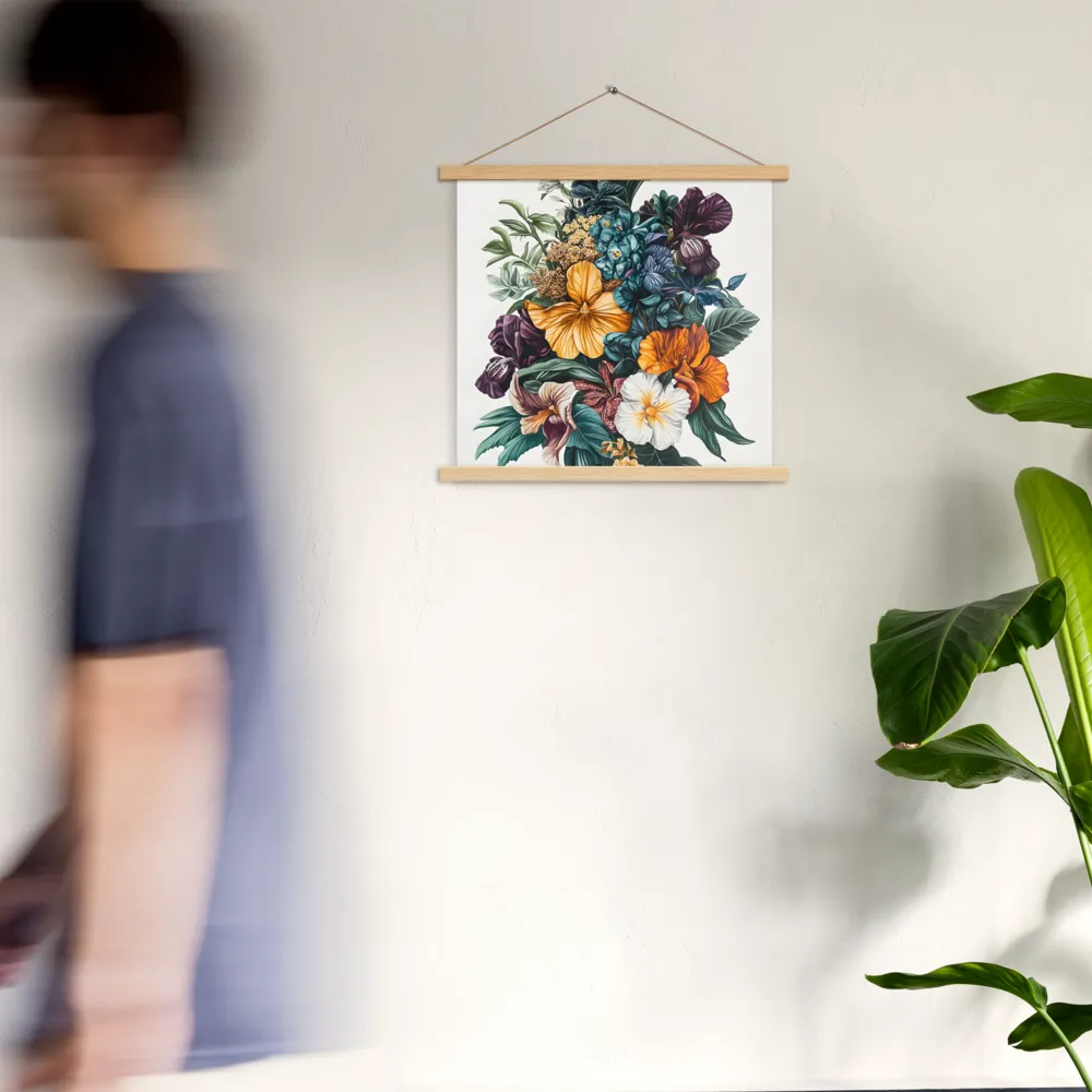 Floral Symphony | Poster With Oak Wood Hanger | 18″×18″