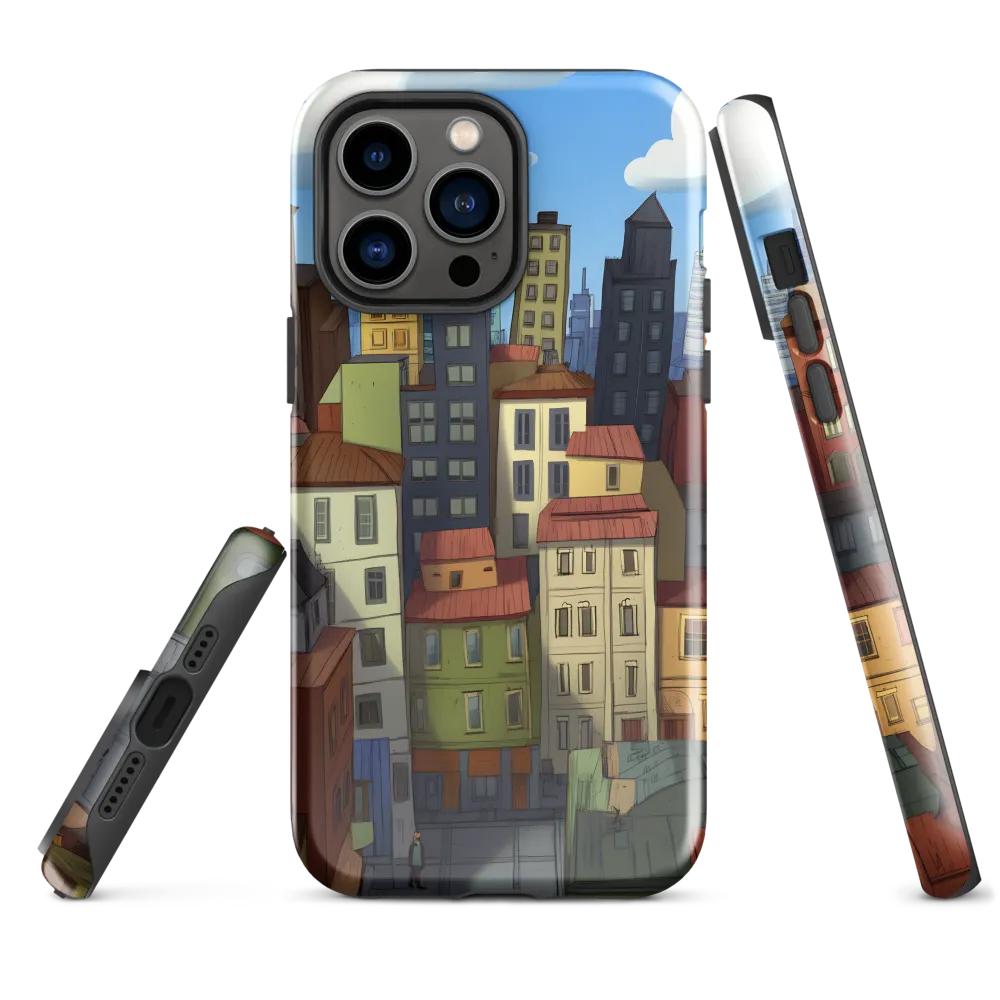 Urban Symphony: A Colorful Cityscape | Phone Case |  14 Pro Max | Tough Case | Glossy