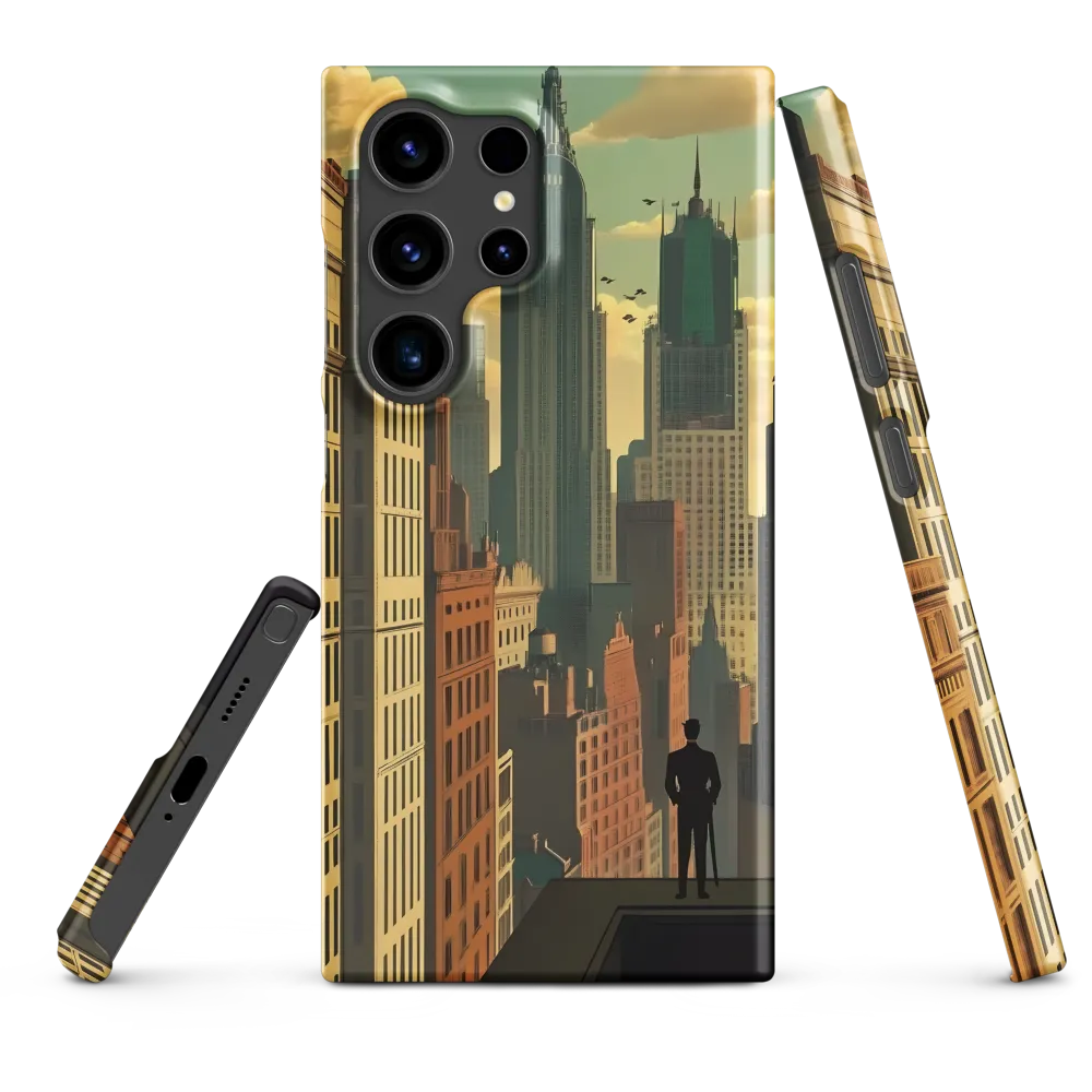 Urban Dreams: A Silhouette in Art Deco Cityscape
