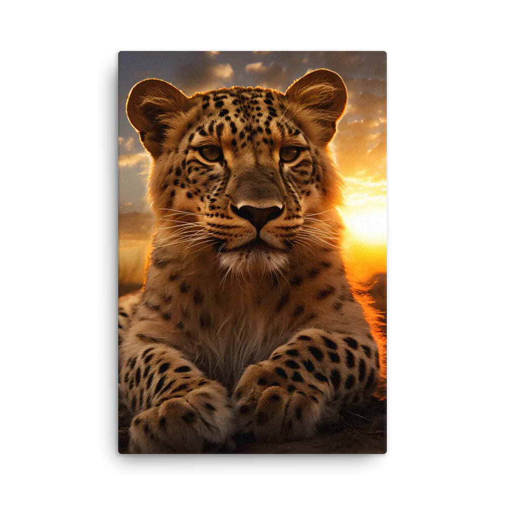 Regal Presence: The Leopard at Sunset | Thin Canvas | 20″×30″