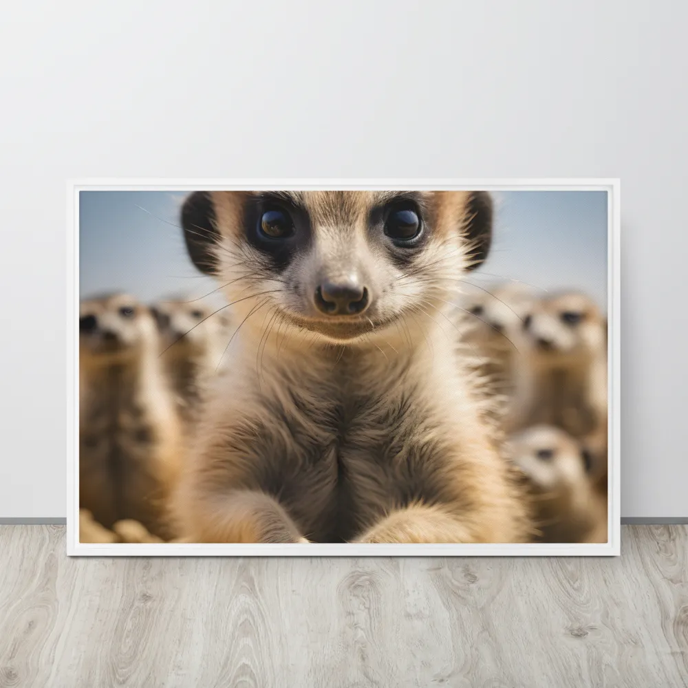 Curious Stance: The Meerkat's Gaze | Canvas with White Frame | 24″×36″