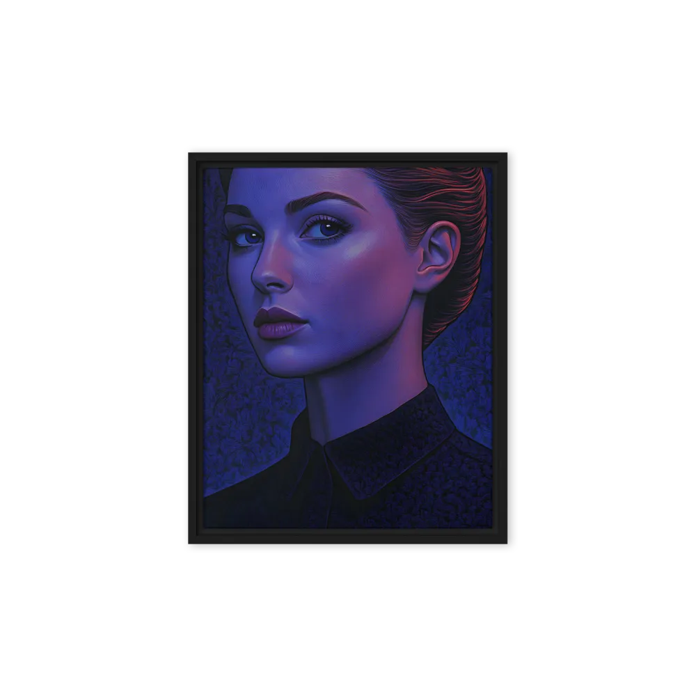 Ethereal Portrait in Blue and Red | Canvas with Black Frame | 8″×10″
