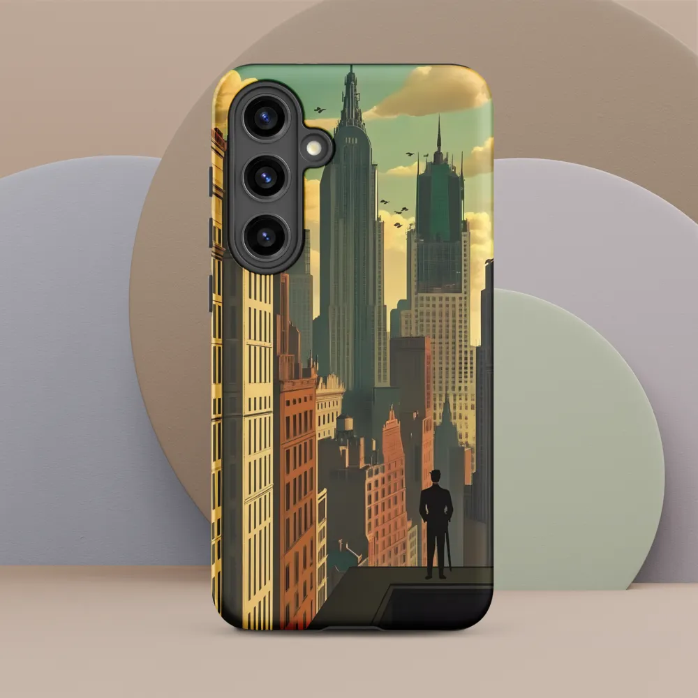 Urban Dreams: A Silhouette in Art Deco Cityscape