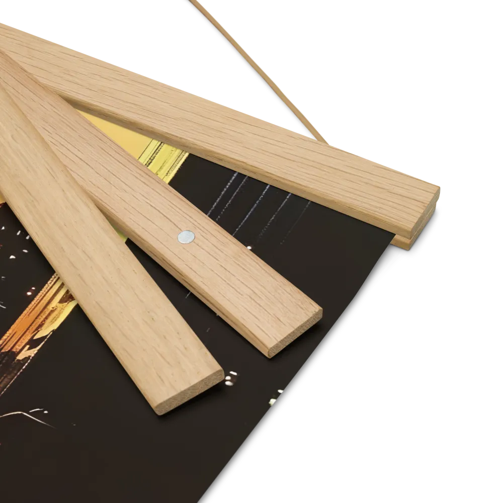 Metro Nexus: A Futuristic Cityscape | Poster With Oak Wood Hanger | 16″×16″