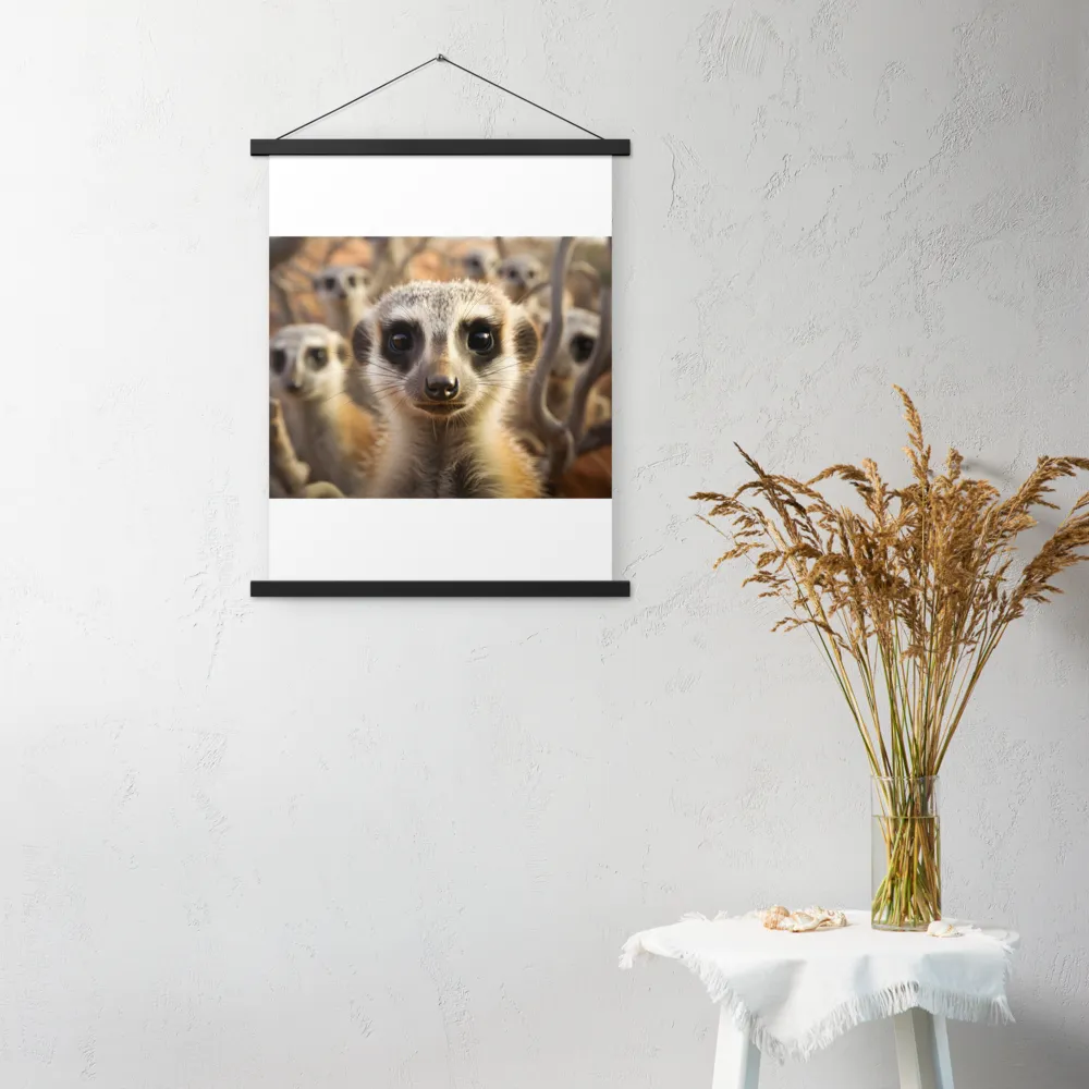 Curious Meerkats in Community | Poster With Black Wood Hanger | 18″×24″
