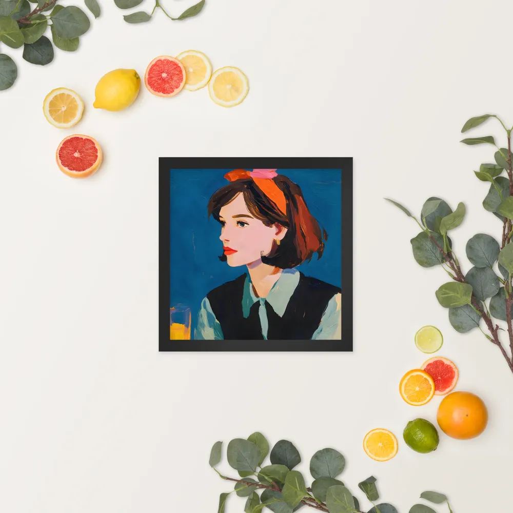 Profile in Blue 
 Poster with Black Frame | 12″x 12″