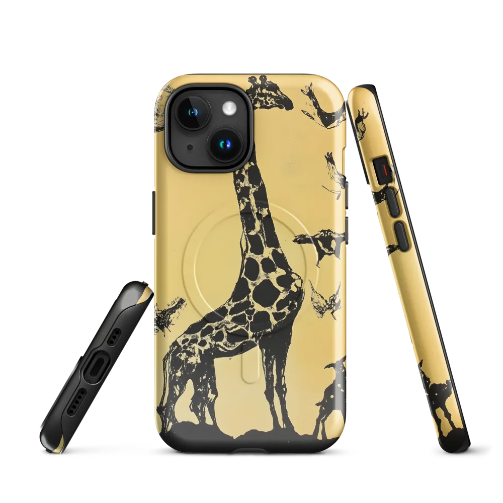 Whimsical Harmony of Giraffe and Birds