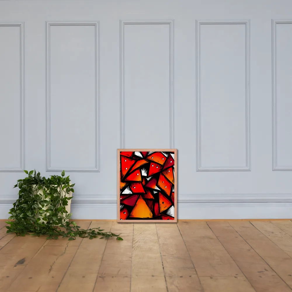 Dynamic Geometry of Red and Orange | Poster with Red oak Frame | 16″×20″