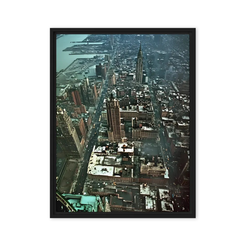 Aerial Symphony of Urban Life | Canvas with Black Frame | 24″×32″
