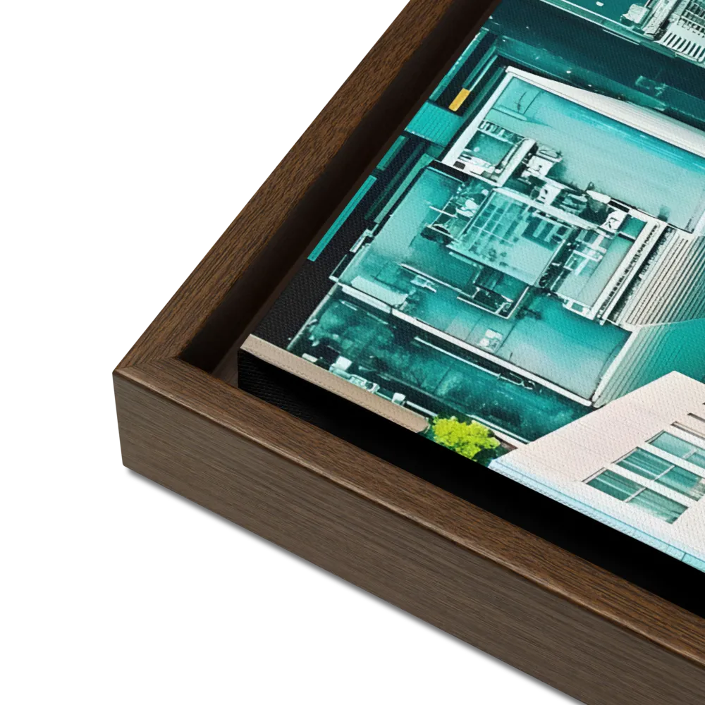 Urban Geometry: Aerial Perspective | Canvas with Brown Frame | 16″×20″