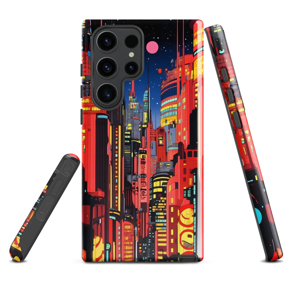 Neon Dreams: A Cyberpunk Cityscape | Phone Case |  S23 Ultra | Tough Case | Glossy