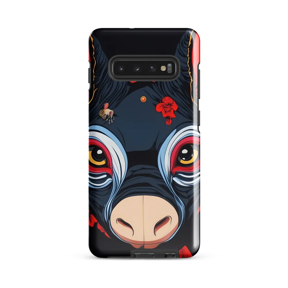 Mystical Bull with Floral Motifs | Phone Case |  S10 Plus | Tough Case | Glossy