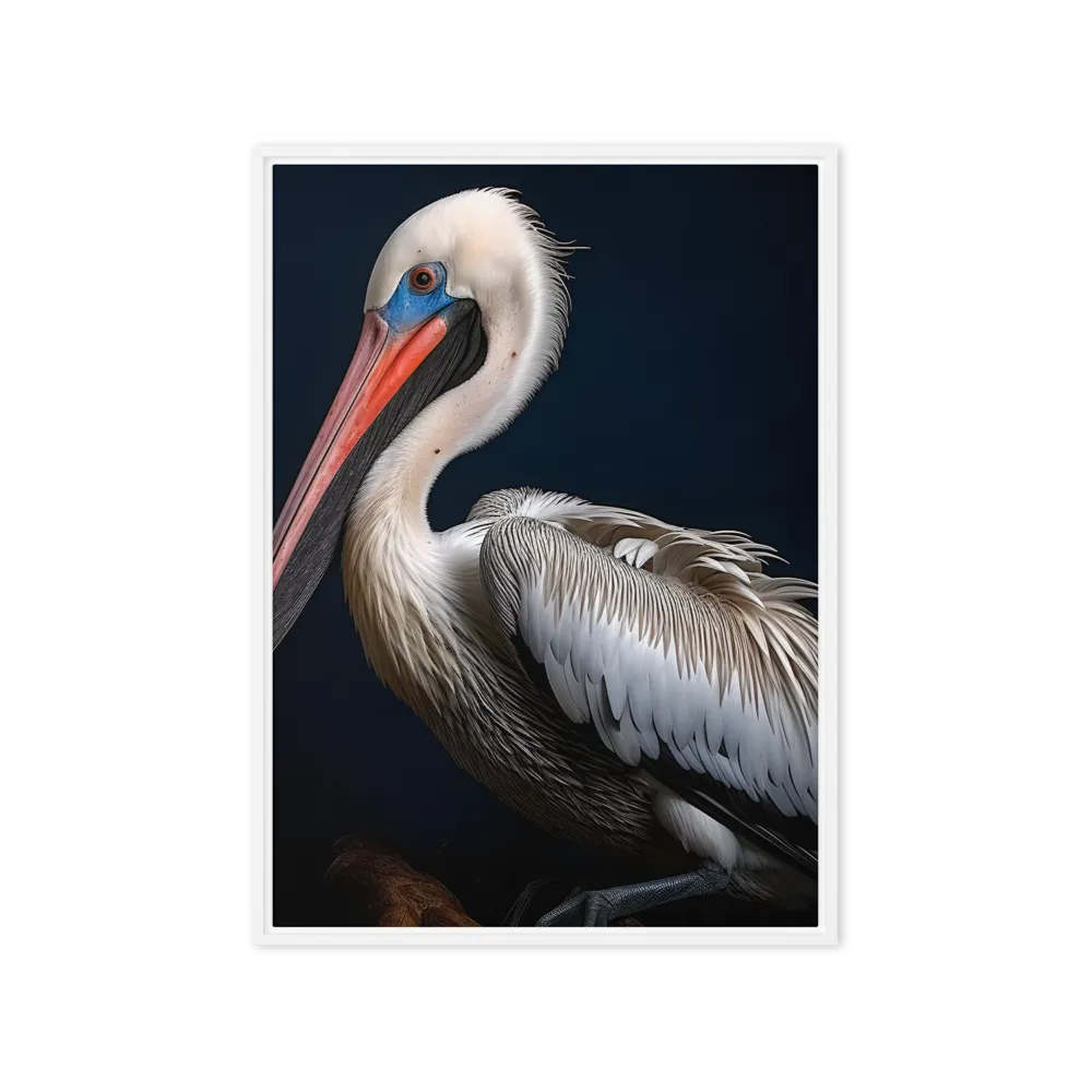 Majestic Pelican Portrait | Canvas with White Frame | 20″×28″