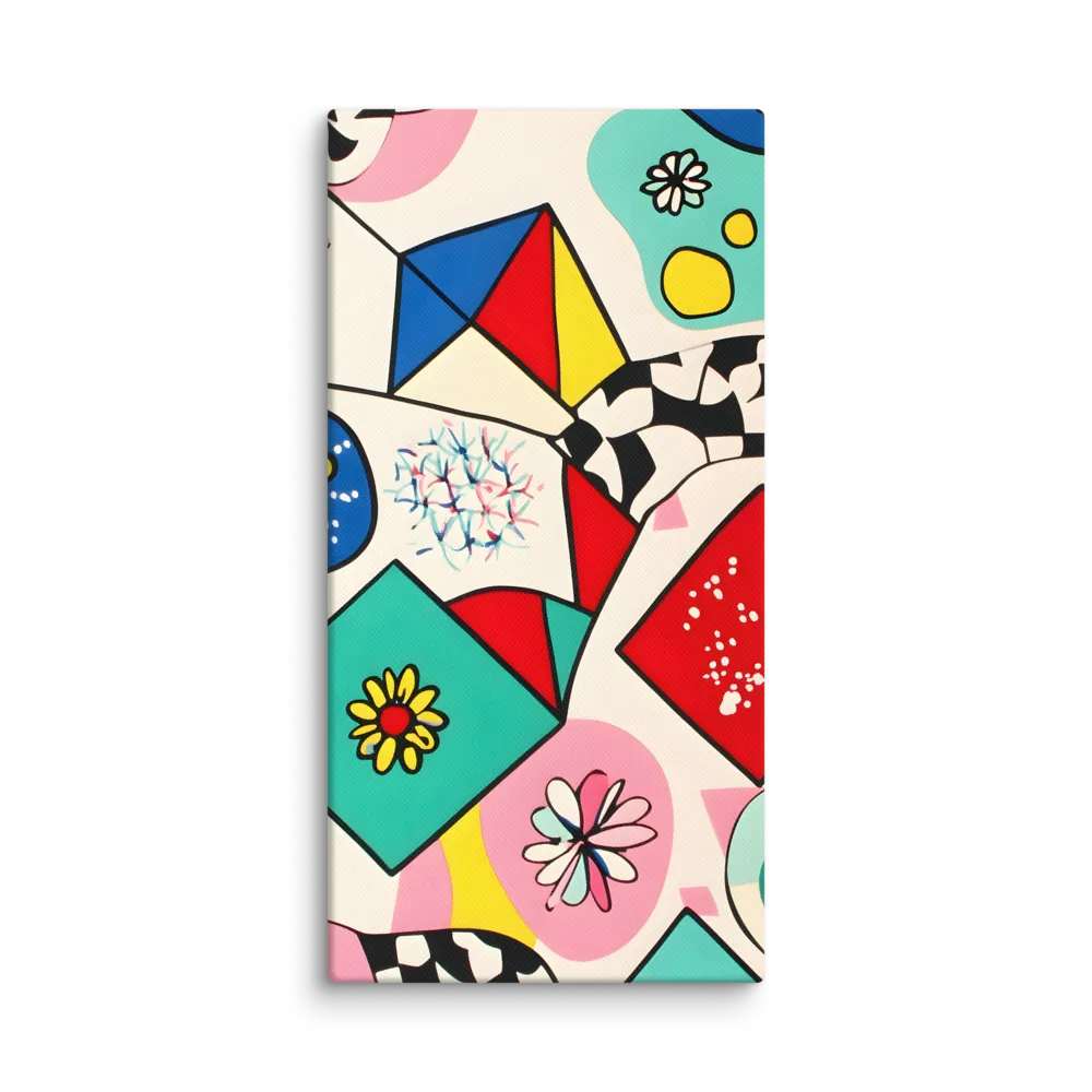 Joyful Geometry: A Playful Dance of Shapes and Colors | Canvas | 10″×20″