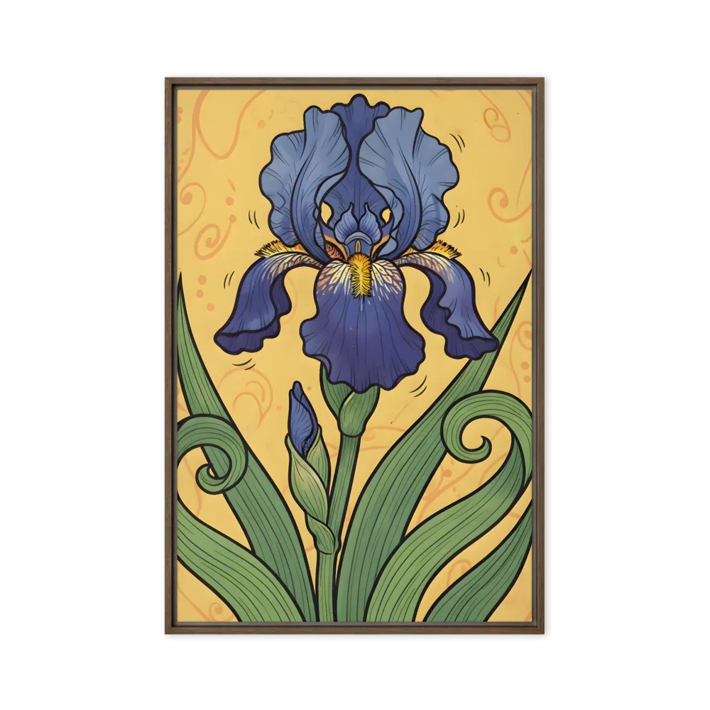 Art Nouveau Iris Bloom 
 Canvas with Brown Frame