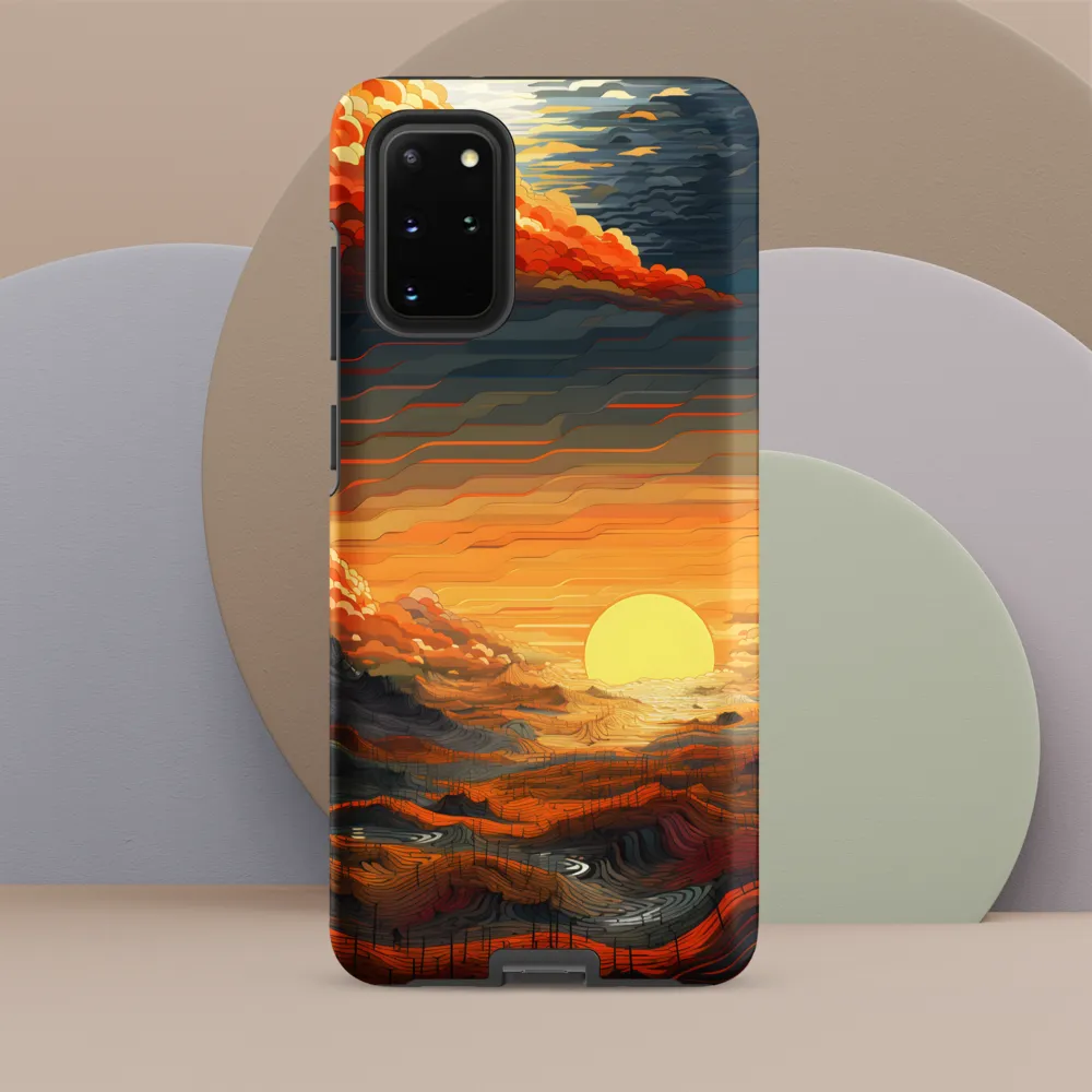 Ethereal Sunset: A Serene Landscape in Flowing Forms