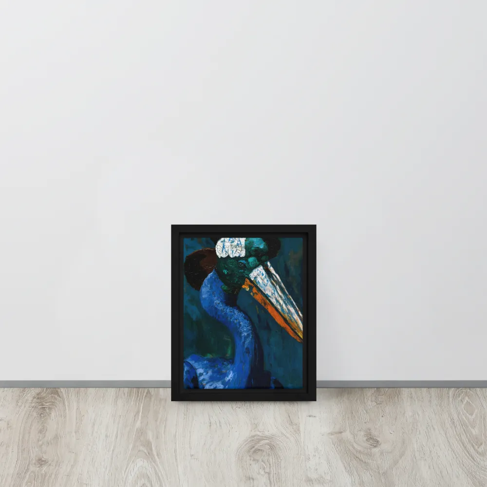 Majestic Absurdity: The Hat-Wearing Bird | Canvas with Black Frame | 8″×10″