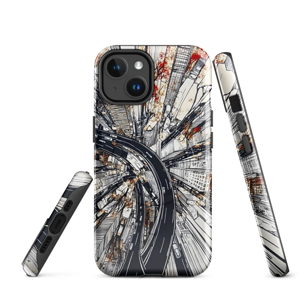 Urban Symphony: Aerial View of Life | Phone Case |  14 | MagSafe® Tough Case | Glossy