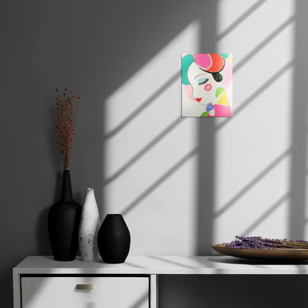 Whimsical Portrait in Colorful Abstraction | Metal Print | 8″×10″